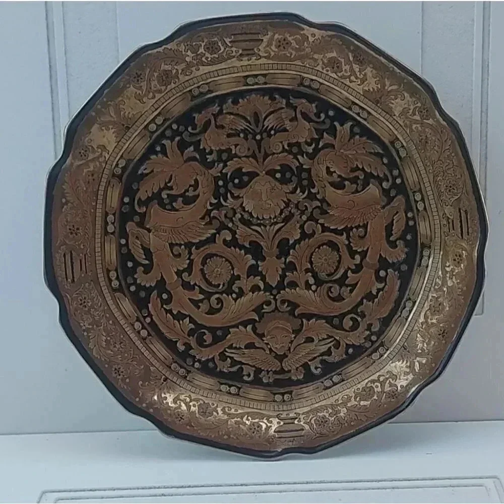Accent Accessory Decorative Gold and Black Plate